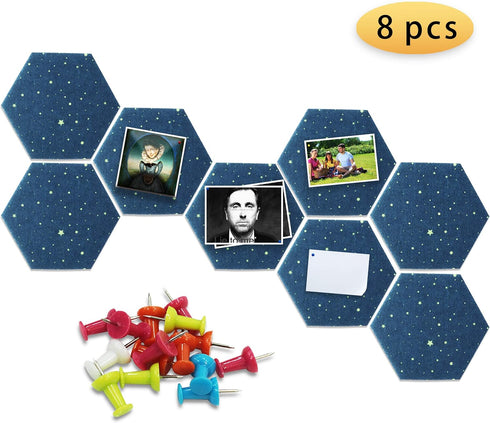 Hexagon Felt Board Tiles, Self Adhesive Wall Bulletin Boards with Push Pins for Home Office Classroom Decor