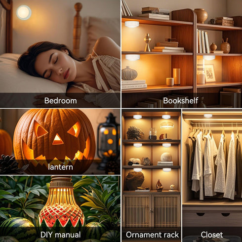 BESTDLCLITE 13-Color Dimmable Closet/Shelf/Wall (Black-6 Pack) LED Puck Lights with Remote, Under Cabinet Lighting