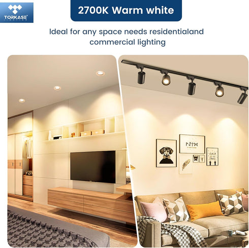 Torkase GU10 LED Bulb, Dimmable GU10 MR16 LED Bulbs 2700K Warm White, 120V 500LM Track Light Bulbs 5W 50W Equivalent, 90% Energy Saving, 40 Degree, LED Replacement for Recessed Lighting, 6 Pack by Torkase