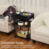 Lerliuo Pure Black Printer Table - 3 Tier Industrial Wood Stand with Fabric Drawer, Modern Tall End Table