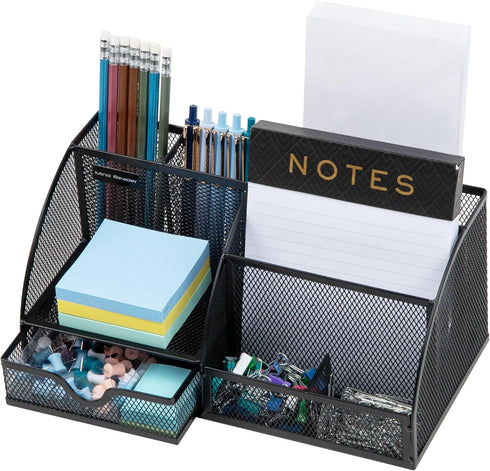 Mind Reader Desktop Organizer, File Storage, Accessory Storage, Metal Mesh, 11" L x 5.5" W x 5" H, Black