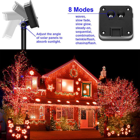 YAOZHOU Fall Outdoor Decor, 2 Pack Solar Orange Copper String Lights, 200 LED Waterproof for Porch and Garden
