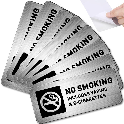 No Smoking Sign, No Vaping Sign for Home Business, Metal Self Adhesive Industrial Warning Signs, 7 x 3 Inch for Office