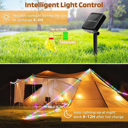 Galavasen 2 Pack 112Ft 300LED 8 Solar Fairy Lights Outdoor Waterproof, Color Changing Solar Powered String Lights Modes