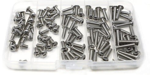 iexcell 100 Pcs #8-32 Stainless Steel 304 Hex Socket Button Head Cap Screws Assortment Kit
