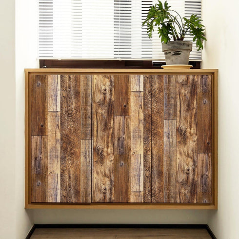 Yun-aeon Brown Wood Peel and Stick Wallpaper 17.3" x 120" PVC Self Adhesive for Wall Covering, Furniture, Kitchen DIY