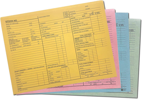 EZ Line Printed Vehicle Deal Record Envelopes | 100 Pack | 9x12 Jackets | Manilla Detailed
