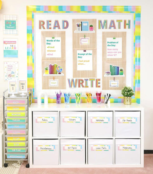 Carson Dellosa 31-Piece Subject Bulletin Board Set - Read, Write, and Math Signs for Bulletin Boards