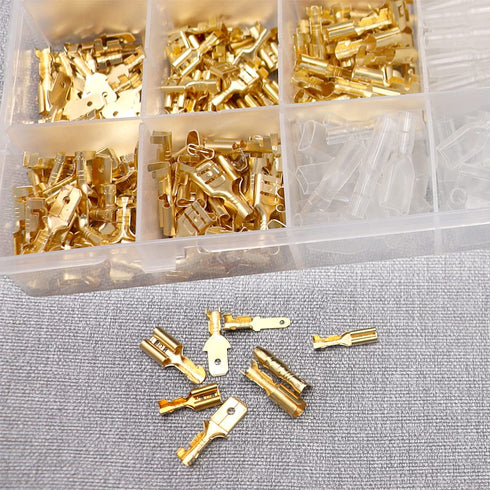 Tnisesm 640Pcs Male and Female Spade Connector & Bullet Connectors Assortment Kit for Car Audio