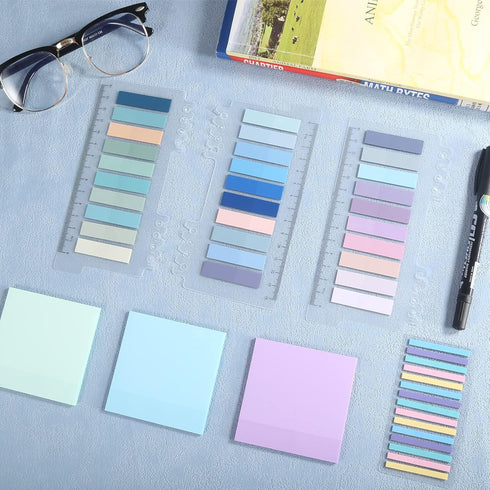 Sticky Tabs 1050PCS Morandi Book Tabs with Marker, Transparent Sticky Notes for Book Annotation Aesthetic Supplies