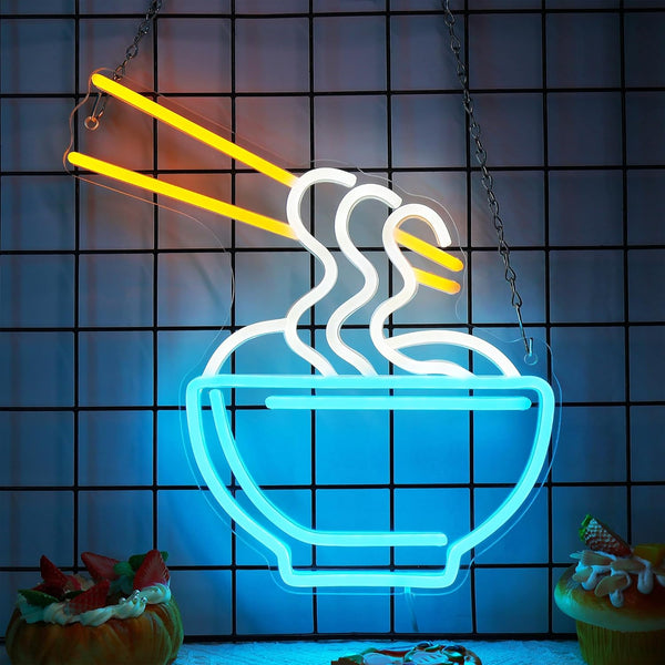 Noodle Neon Signs for Wall Decor, Ramen Neon Lights for Bedroom, Neon