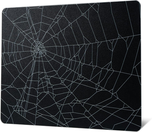 GMKWTL XVX Glass Mouse Pad for Gaming, Black Spider Webs Hard Gaming Mousepad,