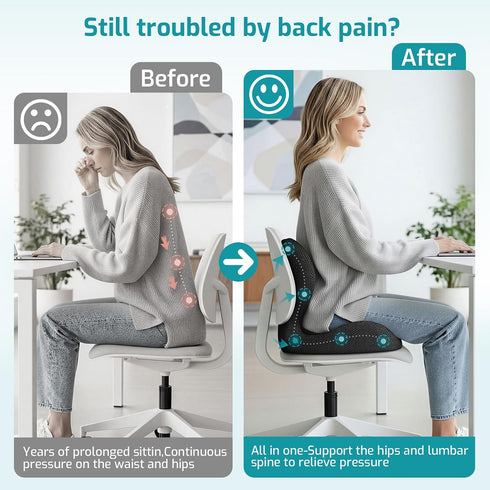 Sciatica,Tailbone,Back Ergonomic Seat Cushion,Office Chair Cushion with Lumbar Support Pillow,Car Orthopedic Seat