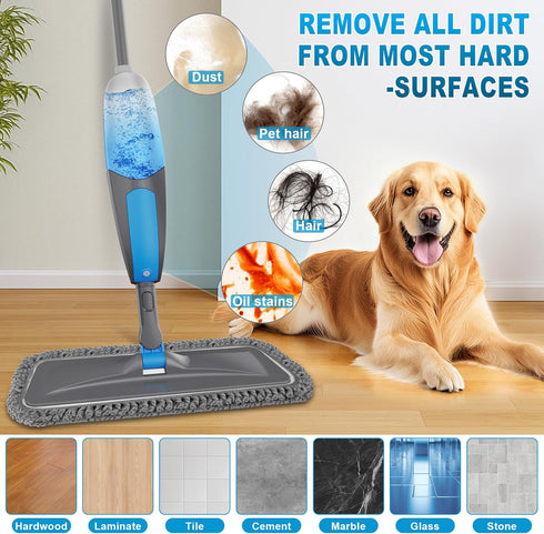 3 BPAWA Spray Mops for Floor Cleaning - Microfiber Wet Dry Dust Mop for Hardwood Laminate Wood Tile Vinyl Floors
