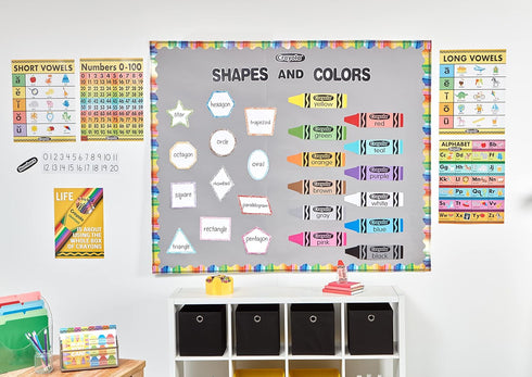 Eureka Crayola Colors and Shapes Classroom Bulletin Board Set, 28 Pieces for Teachers