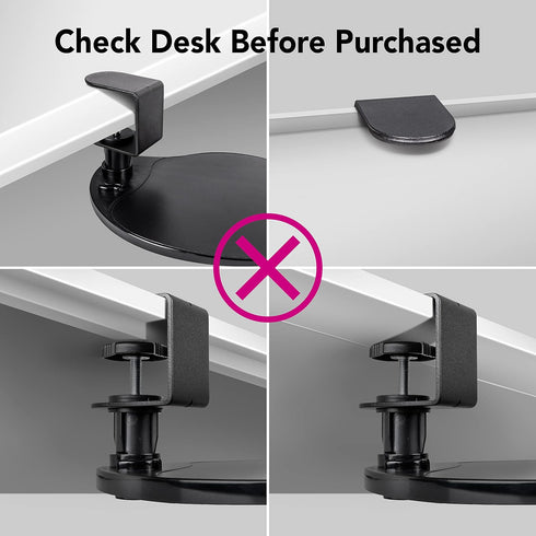 EHO Clamp on Mouse Platform, Clip on 360 Degree Rotating Mouse Tray Attachment, Ergonomic Slide Out Tray (Platinum)