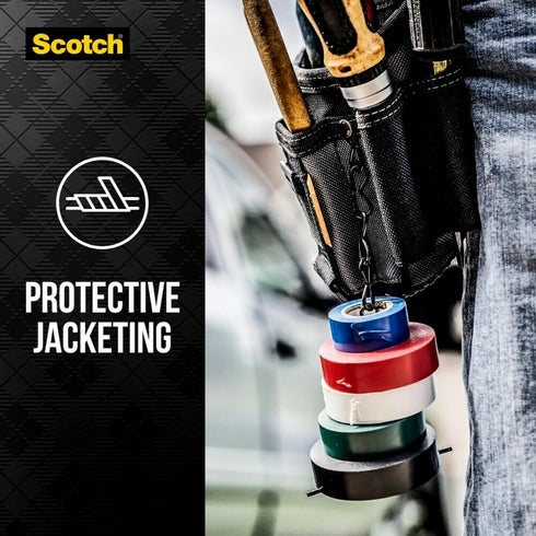 Scotch Vinyl 35 Electrical Tape, 5 Rolls, Multi-Color Pack for Cable Jacket Repair & Electrical Insulation