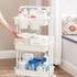 SONGMICS Rolling Cart, 3-Tier Storage Trolley with Handle, Utility Cart for Bathroom Laundry Room, White UBSC067W01
