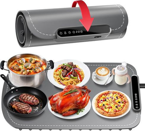 Warming Mat for Food, Upgraded Fast-Heating Electric Warming Tray with 7 Temp