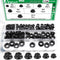 Aienxn 136PCS 6 Metric Sizes Black Carbon Steel Hex Flange Nuts Assortment Kit
