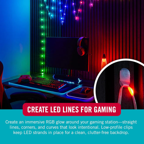 24 Pack VELCRO Brand Indoor Light Clips for Hanging Fairy Lights and Twinkle Lights, Adhesive Transparent Wall Clips