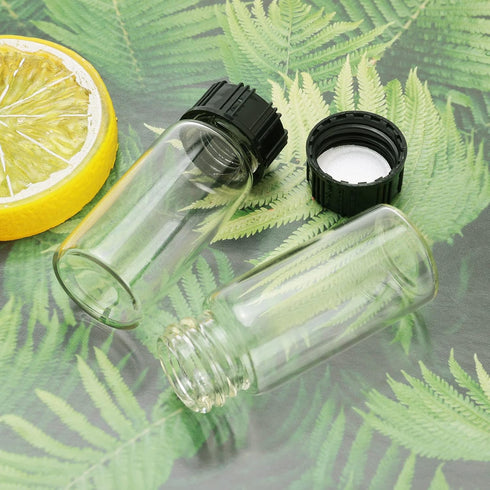 0.3 Oz Clear Glass Vials with Screwcap Empty Bottles for Liquid Sample Pack of 10