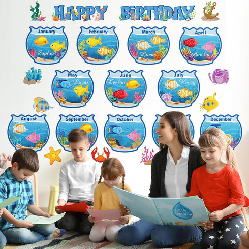 Birthday Bulletin Board Set for Classroom Under The Sea Spring Bug Bee Theme Happy Birthday Decoration Calendar School