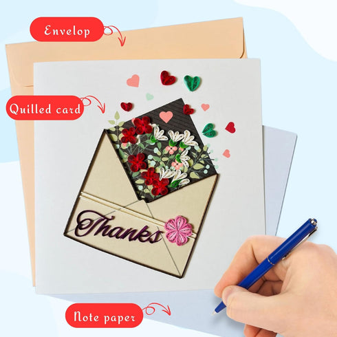 Quilling Cards, Thank You Card, Grateful Thankful Card Flower for Him, Her, Friend, Boss, Mom, Dad with Thank you