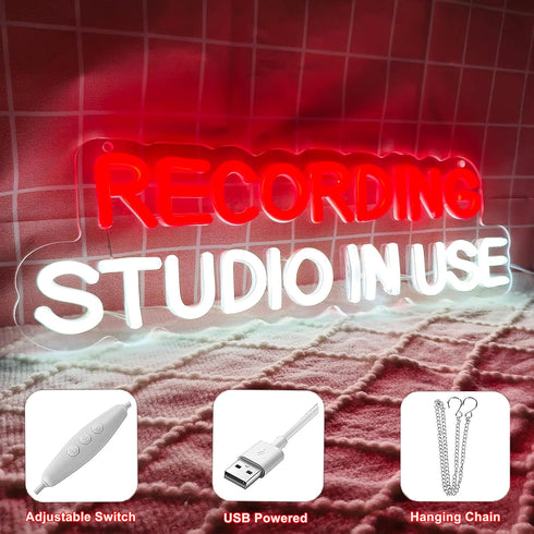 YJHSPYSJNH Recording Studio in Use Neon Sign,Recording in Progress Neon Light for Recording Room Music Studio Game Room