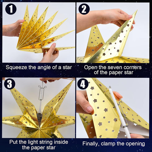 19.7 Inch 7 10 Mudder Christmas Star Paper Lantern Pointed Christmas Window Lantern with LED Light Strings Hanging