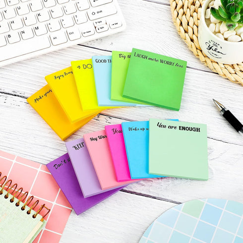 Zonon 60 Pieces Inspirational Sticky Notes - 3 x 3 Inch Motivational Notepads for Teacher, Nurse, Coworkers