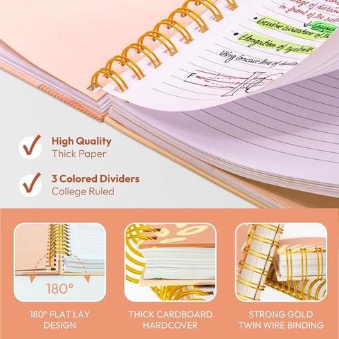 Journals For Writing - 10.25" X 7.25" 300 Pages, Hardcover Spiral Notebook College Ruled, Spiral Journal For Women, Large Journal, Women's Journal, Journaling Notebook Spiral (Keep Going)
