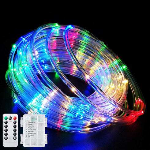 LED Rope Lights Battery Operated String Lights 40Ft 120 LEDs 8 Modes