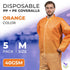 5 Pack, 40 AMZ Medical Supply Disposable Coveralls Medium, Orange, Lightweight GSM PP+PE, Front Zipper, Open Wrists