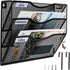 Wall File Organizer, 3 Tier Vertical Mesh Metal Hanging File Holder for Paper Document & Magazine Rack, Black