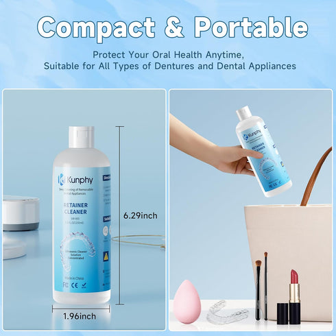 Ultrasonic Retainer Cleaner Solution for Sonic Denture Cleaner, Professional Cleaning of Retainers, Mouth Guards, 8.5oz