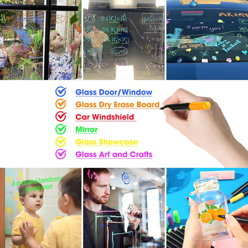 Liquid Chalk Markers for Acrylic Fridge Calendar, 14 Pack, 7 Vibrant Colors, 1mm Fine Points, Easy Wet Erase