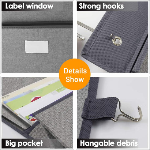 homyfort Over the Door File Organizer, Wall Hanging with 5 Large Pockets for Mails, Magazines, Office Storage