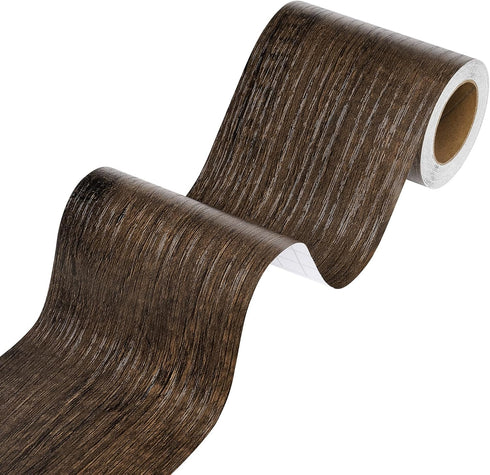 Stickyart Dark Wood Bulletin Board Borders, Peel and Stick Wood Wallpaper Trim 3inx50ft for Classroom Decor