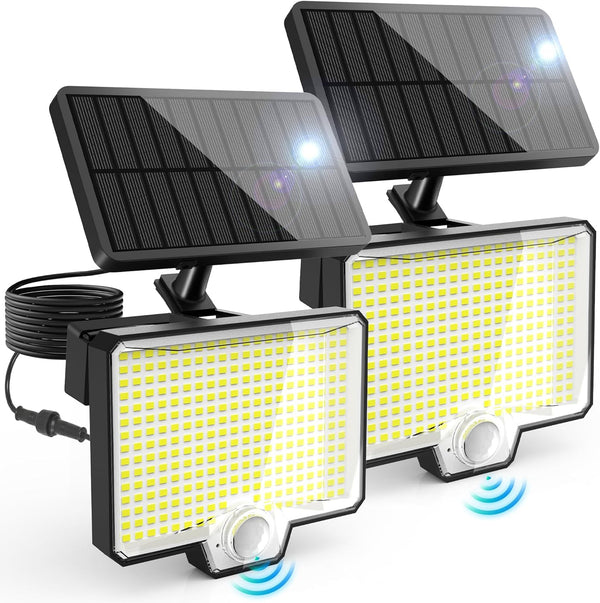 AUDERWIN 294 LED Split Solar Motion Sensor Outdoor Lights, 2600Lm Solar Flood