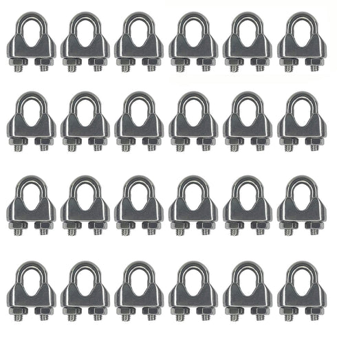 24PCS M4 5/32 Inches Stainless Steel Wire Rope Cable Clip Clamp