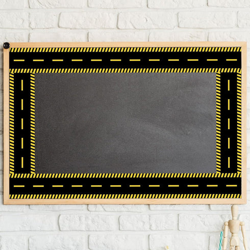 Whaline 32.8ft Construction Theme Bulletin Board Borders Black Yellow Stripe Die-Cut Rolled Trim for School Office Decor