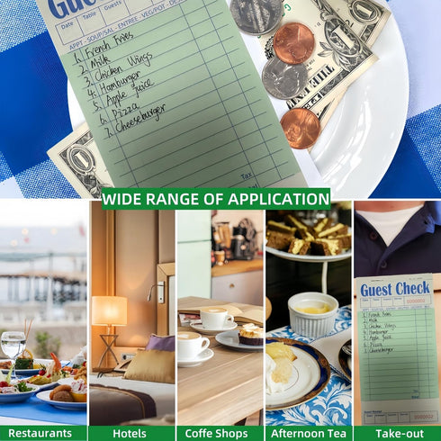 6 Pack, 300 Guest Check Books Guest Checks for Servers, Server Note Pads, Waitress Accessories Writing Pad, Thick