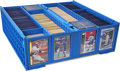 BCW Collectible Card Bin - Single Blue | Storage Box for Trading Cards Holds 3200 Cards | Includes 4 Card Storage