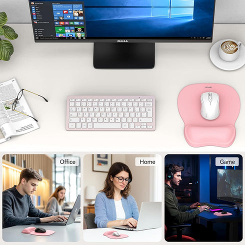 TECKNET Gel Mouse Pad with Wrist Rest, Ergonomic Office Mousepad with Wrist Support - Non-Slip & Smooth Surface