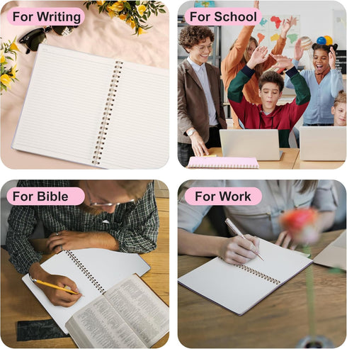 Yoment 8.5 x 11 Spiral Notebook - A4 Large College Ruled Journals, 100 GSM Paper, Pink, for School Note Taking