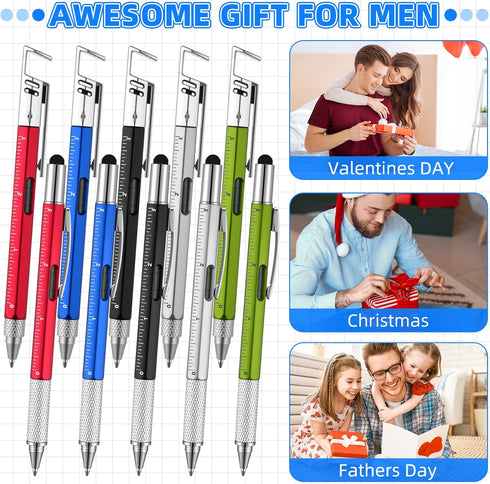 Maitys 30 6 1 Pcs Multi Tool Pens for Father's Day in Screwdriver Multi Function Pens with Level Gauge Stylus Phone