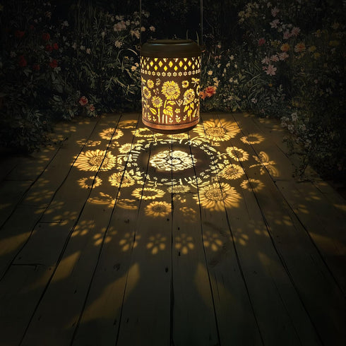 2 Pack Kaixoxin Solar Garden Decor Metal Lantern Sunflower Table Lamp Bronze Outdoor Dercoration Great Gift for Women