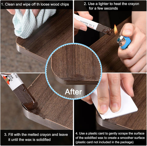 3Pcs uxcell Furniture Repair Crayons, - Wood Wax Filler Stick, Furniture Markers Touch Up - for Scratches Holes Tables