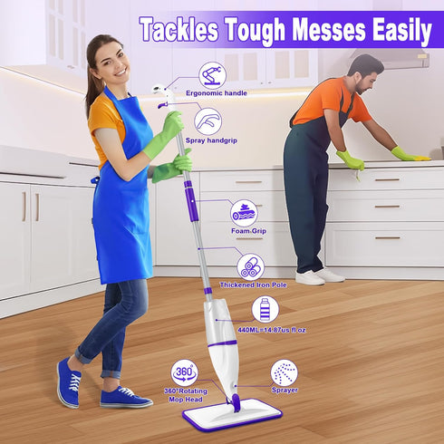 5 Spray Mops for Hardwood Floor Cleaning: EXEGO Wet Mops with Microfiber Refillable Pads for Swiffer Powermop - Floor